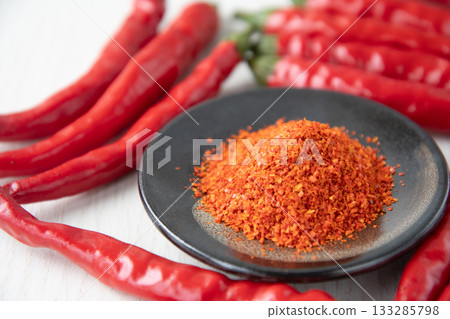 Chili peppers and chili peppers on a plate 133285798