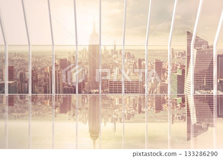 Room with large window looking on city Room with large window looking on city 133286290