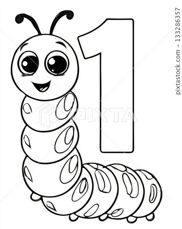 Cartoon caterpillar number one coloring page for kids Cartoon caterpillar number one coloring page for kids 133286357