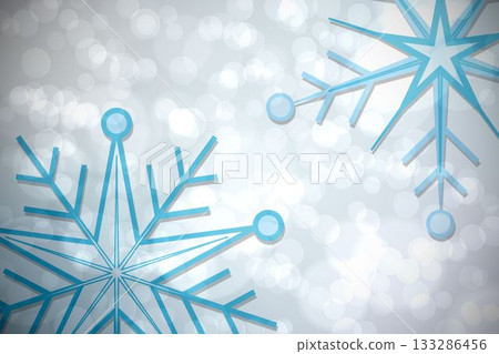 Blue snowflake pattern on twinkling lights Blue snowflake pattern on twinkling lights 133286456