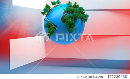 Earth on abstract blue red background Earth on abstract blue red background 133286488