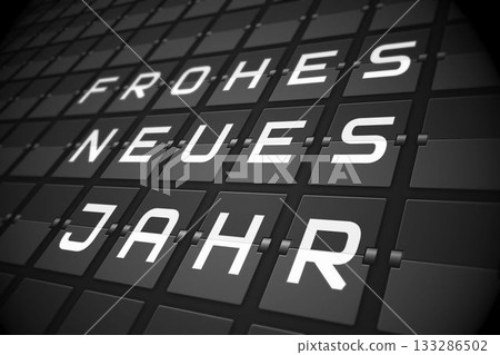 New year message on black roller board in german New year message on black roller board in german 133286502