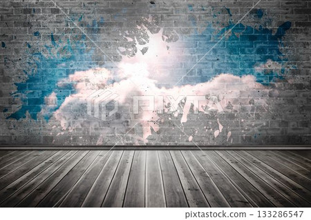 Splash on wall revealing clouds Splash on wall revealing clouds 133286547