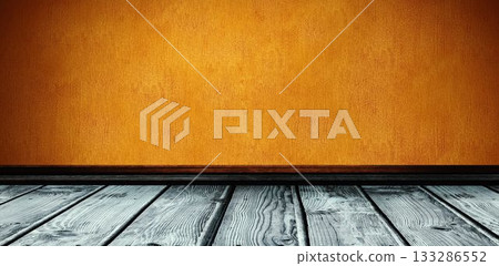 Empty shelf on orange wall Empty shelf on orange wall 133286552