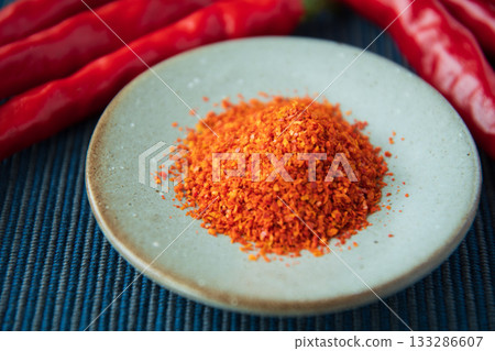 Chili peppers and chili peppers on a plate Chili peppers and chili peppers on a plate 133286607