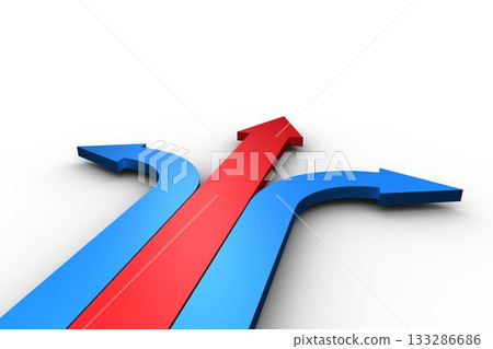 Red and blue arrows pointing Red and blue arrows pointing 133286686