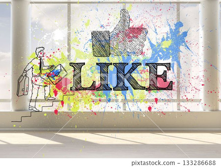 Like icon with splashes in bright room Like icon with splashes in bright room 133286688