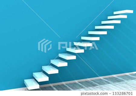 White steps on a blue wall 133286701