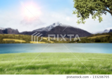 Scenic view of mountain and sea 133286705
