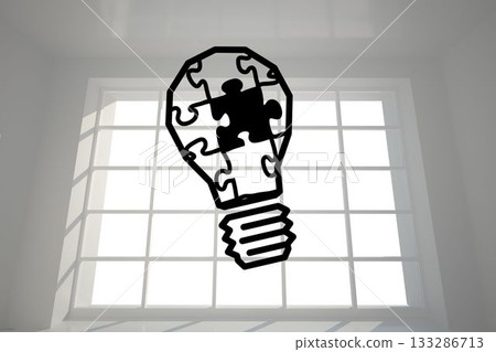 Light bulb graphic on window Light bulb graphic on window 133286713