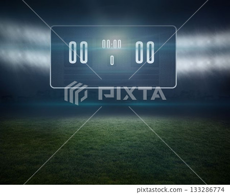 Football pitch with black scoreboard Football pitch with black scoreboard 133286774