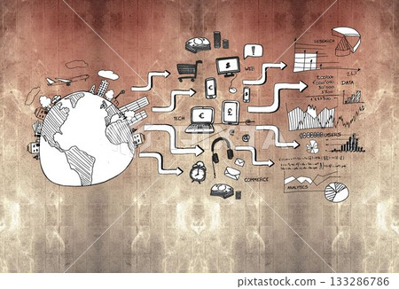 Black white graphic over wall 133286786