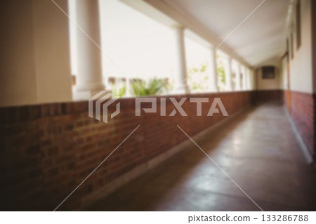 Empty corridor in university 133286788