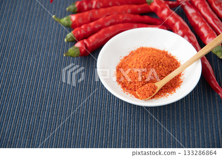 Chili peppers and chili peppers on a plate 133286864