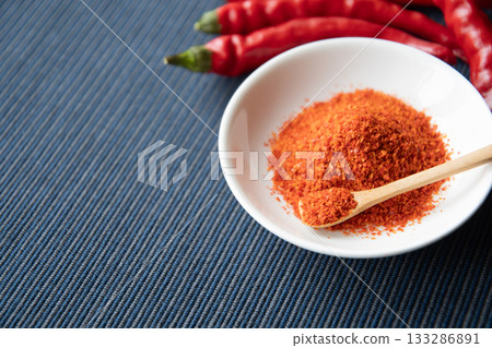 Chili peppers and chili peppers on a plate Chili peppers and chili peppers on a plate 133286891