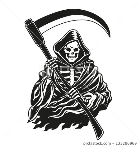 Grim reaper skeleton silhouette 133286969