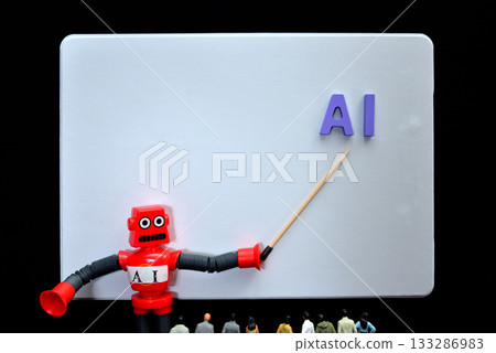 一張人工智慧機器人用指針講課的圖片 一張人工智慧機器人用指針講課的圖片 133286983