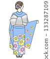 Light blue furisode (long-sleeved kimono) - back 133287109