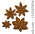 Anise stars. Vector isolated illustration 133287654