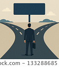 Man standing at a crossroads 133288685