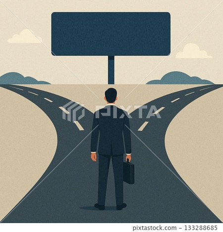 Man standing at a crossroads Man standing at a crossroads 133288685