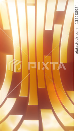 Abstract geometric background of glowing golden curved lines creating a futuristic light pattern 133288924