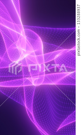 Abstract glowing purple light waves forming fluid geometric shapes on a dark background Abstract glowing purple light waves forming fluid geometric shapes on a dark background 133288937
