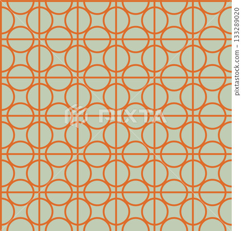 Retro Mint Orange Circle Grid 133289020