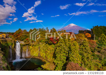 [Shizuoka Prefecture] Otodome Falls, Autumn Foliage, Mount Fuji 133289110