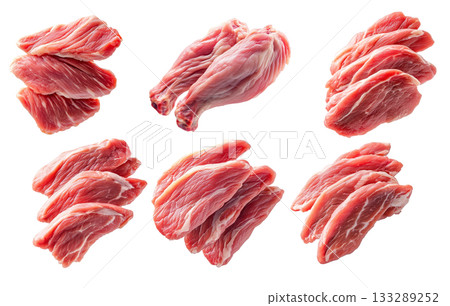 Set of chicken or turkey thigh isolated on white transparent background 133289252