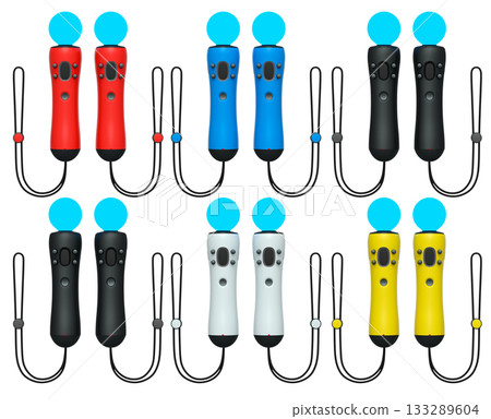 Virtual reality controllers for online gaming isolated on white background. 133289604