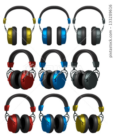 Stylish gaming headsets for immersive sound experiences isolated on white background 133289616