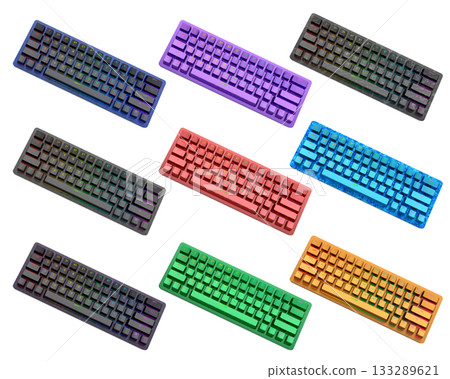 Collection of mechanical keyboards isolated on white background with clipping path 133289621