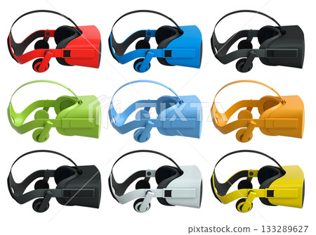 Virtual reality glasses and headset isolated on white background with clipping path Virtual reality glasses and headset isolated on white background with clipping path 133289627