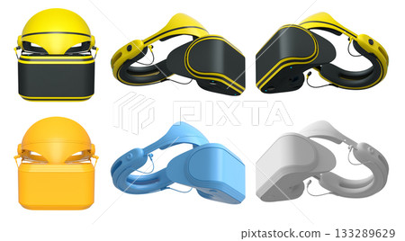 Virtual reality glasses and headset isolated on white background with clipping path 133289629