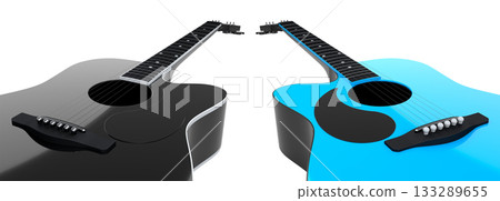 Set of electric acoustic guitar isolated on white transparent background. Set of electric acoustic guitar isolated on white transparent background. 133289655