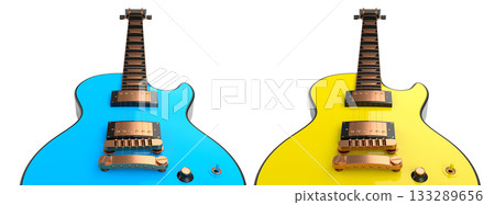 Set of electric acoustic guitar isolated on white transparent background. Set of electric acoustic guitar isolated on white transparent background. 133289656