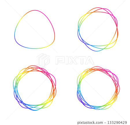帶彩虹波圈的圓形框架 帶彩虹波圈的圓形框架 133290429
