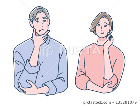 Senior couple who are worried/troubled Senior couple who are worried/troubled 133291079