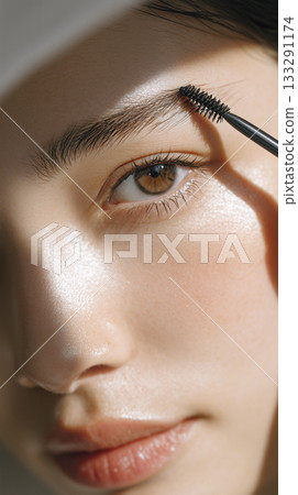 Young Japanese woman with eyebrow mascara 133291174