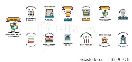 A collection of food icons and symbols A collection of food icons and symbols 133291776