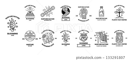 The image is a collection of different symbols and designs, including a tree The image is a collection of different symbols and designs, including a tree 133291807