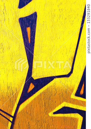 Bold Abstract Graffiti on Textured Yellow Wall for Modern Y2K Street Art Bold Abstract Graffiti on Textured Yellow Wall for Modern Y2K Street Art 133291840