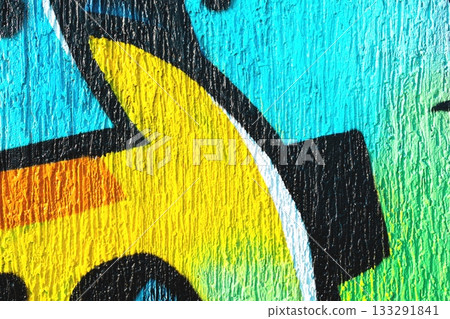 Vibrant Street Art Texture in Blue, Yellow for Urban 90s Design Vibrant Street Art Texture in Blue, Yellow for Urban 90s Design 133291841