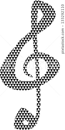 Black triangle halftone treble clef illustration 133292110