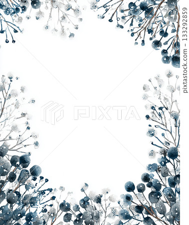 Winter botanical frame background (blue, watercolor touch) Winter botanical frame background (blue, watercolor touch) 133292859
