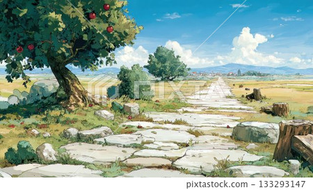 通往平原的道路的遊戲背景素材 133293147