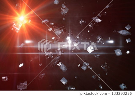 Abstract image of digital screens flying 133293256