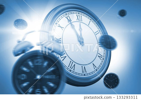 Digital image of alarm and wall clocks Digital image of alarm and wall clocks 133293311
