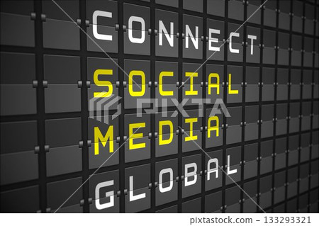 Social media buzzwords on black mechanical board Social media buzzwords on black mechanical board 133293321